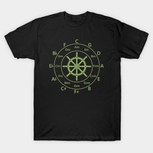 Circle of Fifths Ship Steering Wheel Light Green T-Shirt